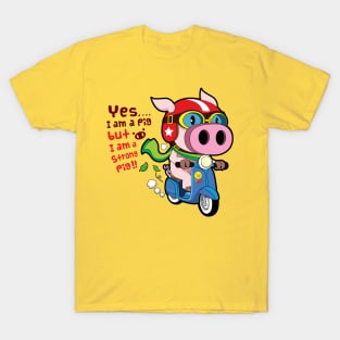 A strong pig ride a scooter T-Shirt